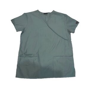 Cherokee Workwear Scrub Top Small Teal V-Neck 2 Pocket Nurse Medical Uniform
